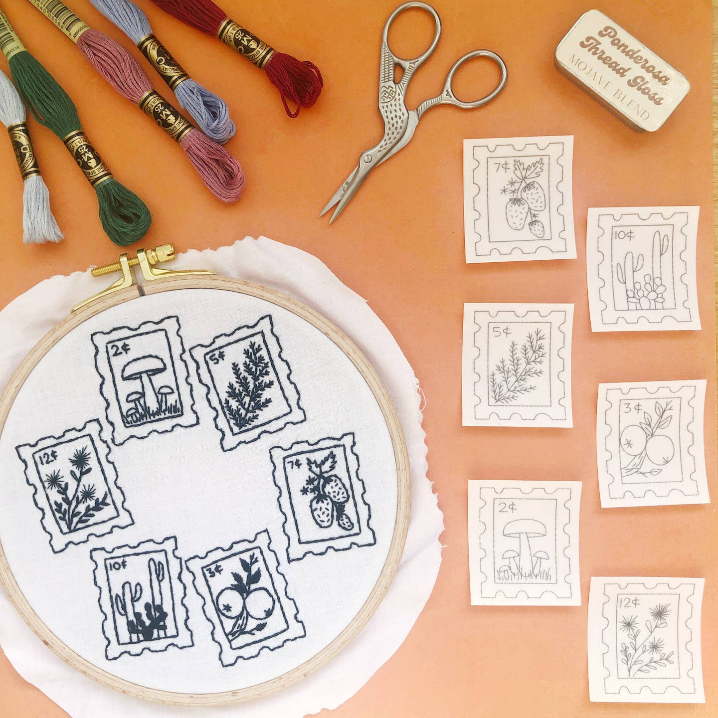 Peel Stick & Stitch: Botanical Stamp Embroidery Patterns