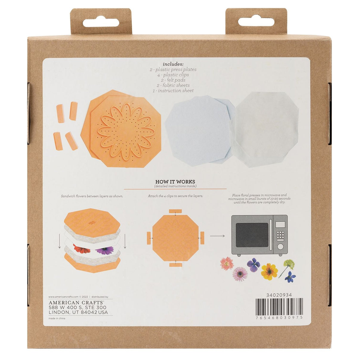 Package of a craft kit with illustrations on the back