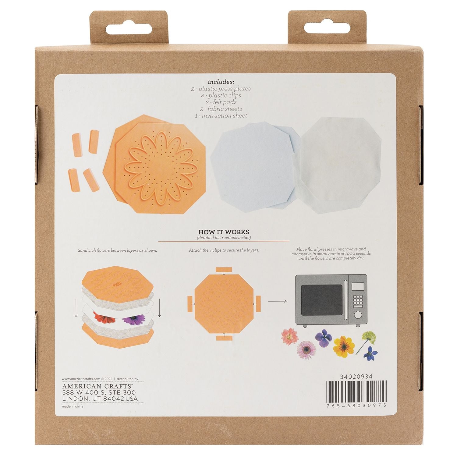 Package of a craft kit with illustrations on the back