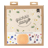 Quicksie Daisy microwave flower press packaging with floral design and text.