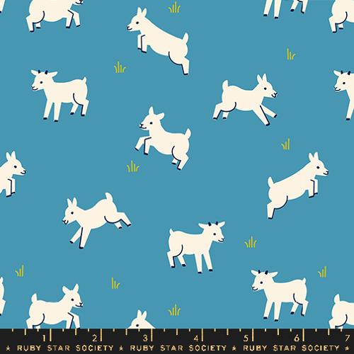 Animal, Animal: Baby Goats in Vintage Blue Animal, Animal: Baby Goats in Vintage Blue