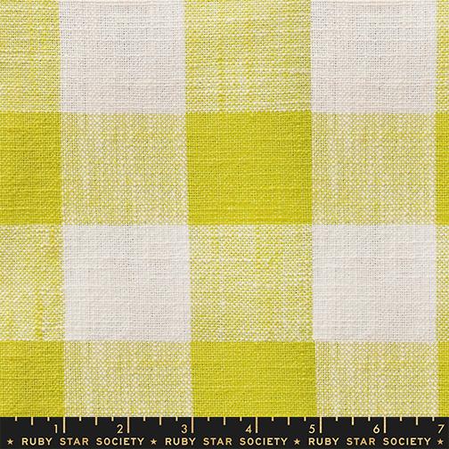 Yellow and white checkered fabric with Ruby Star Society label