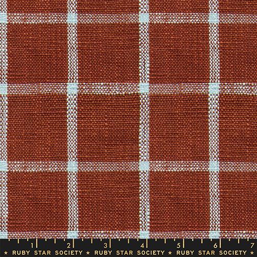 Fabric with brown and white check pattern, labeled 'Ruby Star Society'.