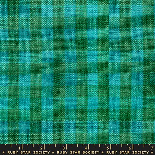 Blue and green checkered fabric with Ruby Star Society label