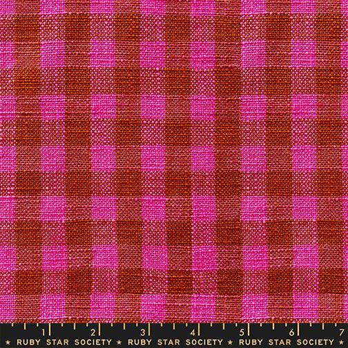 Red and pink plaid fabric with Ruby Star Society label