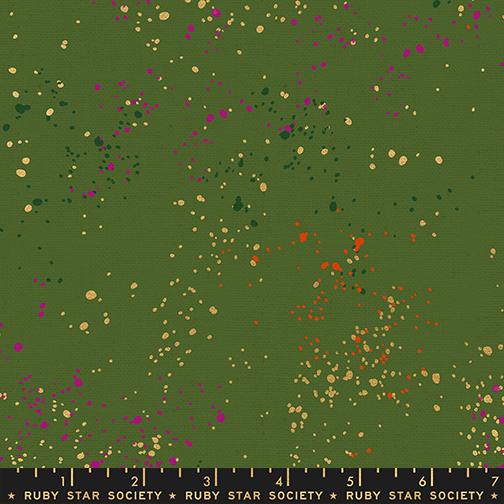 Green fabric with colorful confetti pattern, Ruby Star Society label at the bottom.