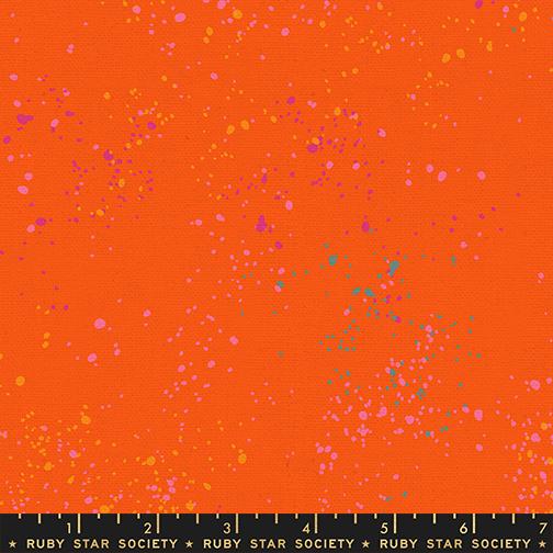 Orange fabric with colorful speckles and a ruler at the bottom, branded 'Ruby Star Society'.