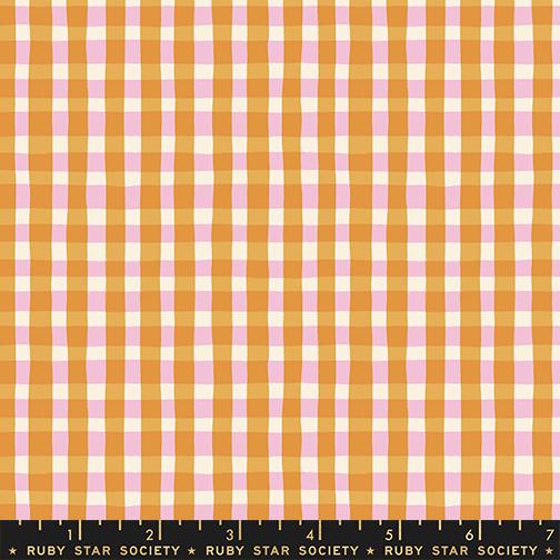 Orange yellow and pink plaid print with Ruby Star Society label
