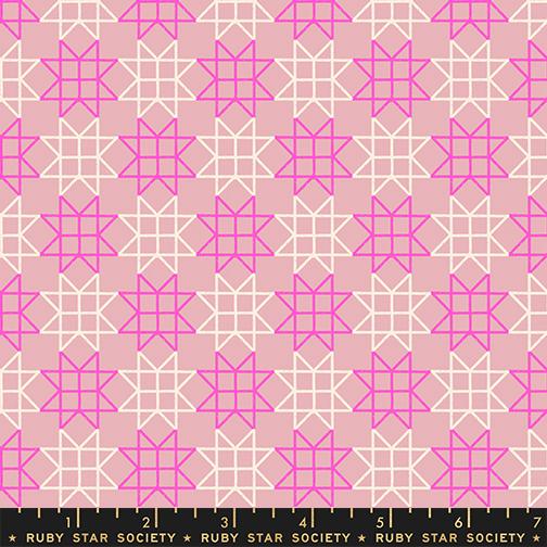Pink geometric star pattern on a pink background with Ruby Star Society label.