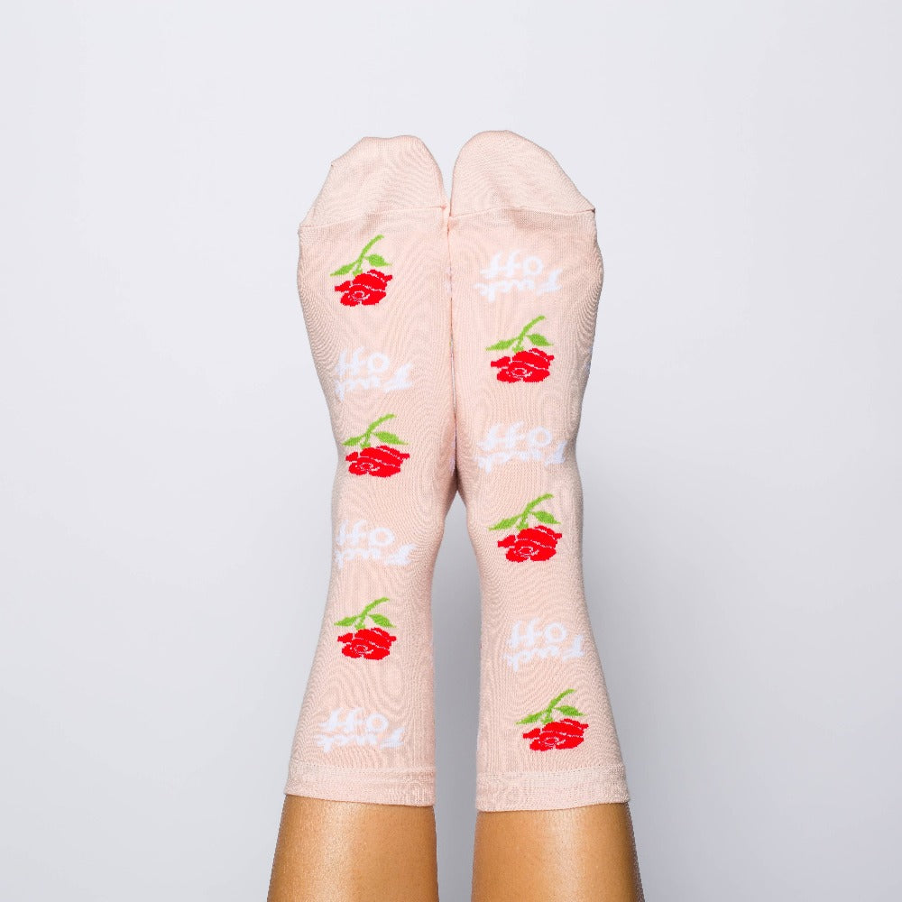 F* Off Rose Crew Socks