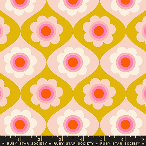 Patterned fabric with flowers on a yellow background, featuring Ruby Star Society branding.