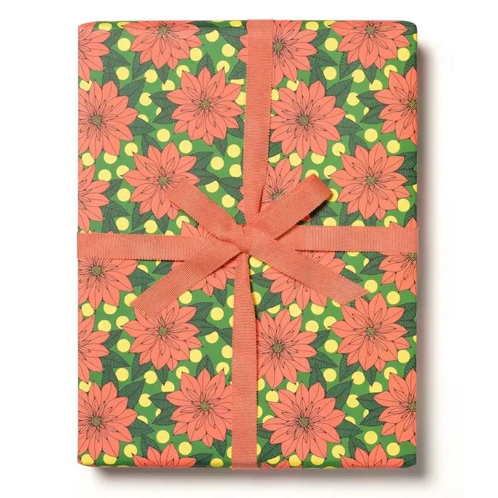 Wrapping paper with big poinsettia flowers