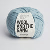 chunky wool yarn in duck egg blue