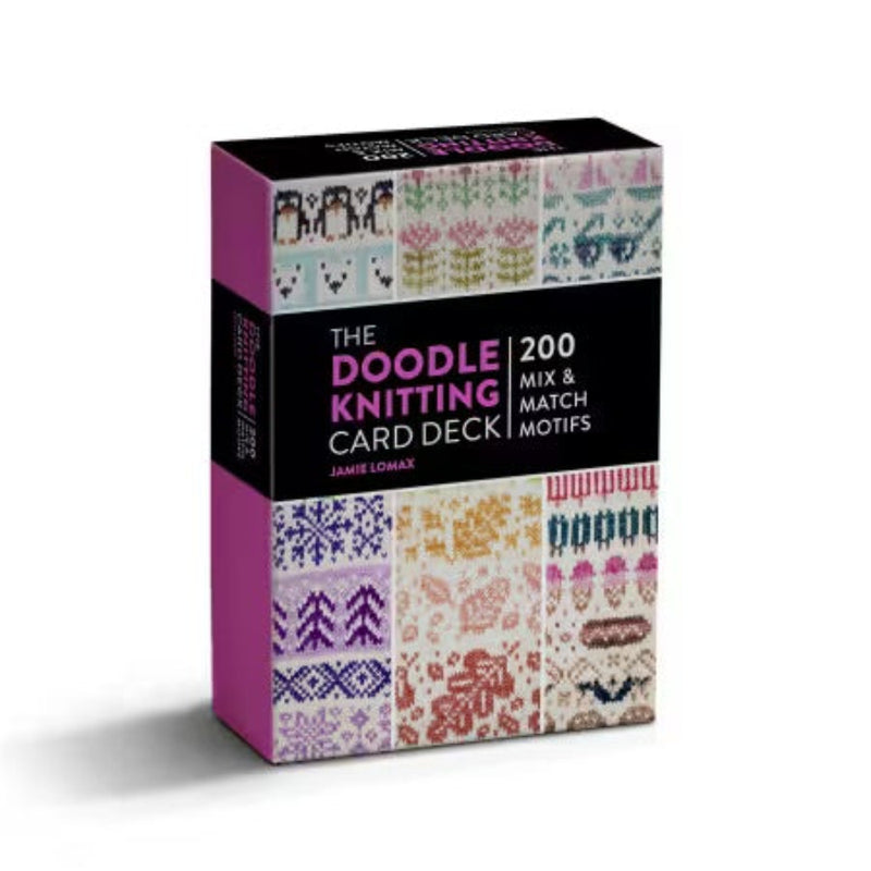 Doodle Knitting card deck on a white background