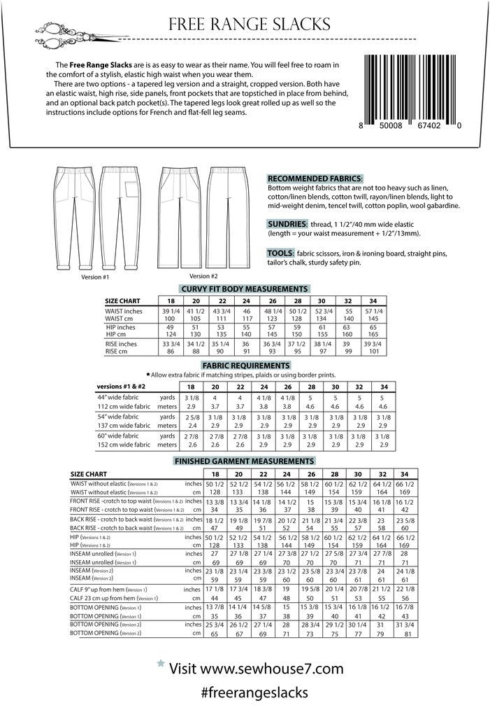 Intro to Garment Sewing -  Free Range Slacks (Weeknights, 3 parts)