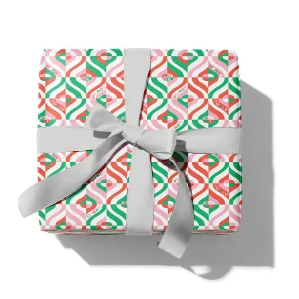 gift wrap with hypnotic holiday patterns