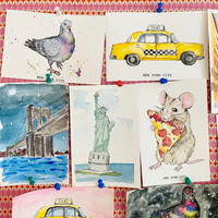 collection of waterolor postcards