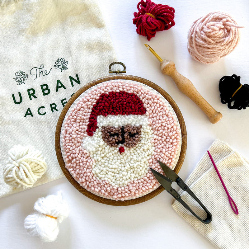 Beginner Punch Needle Kit - Black Santa Kit The Urban Acres