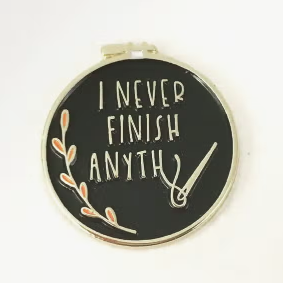 Magnetic Needle Minder - "I Never Finish Anything" black Needlework Snarky Crafter Designs