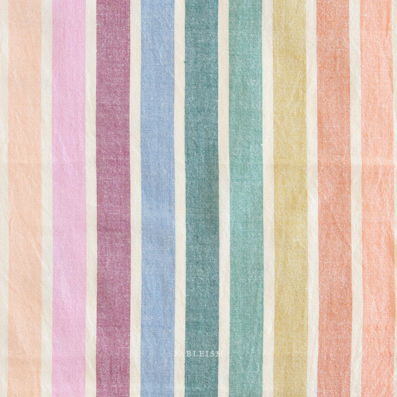 Striped fabric pattern with pastel colors on a white background