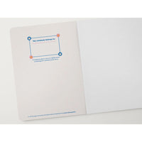 Notebook with a design on the cover and white pages inside