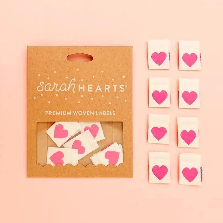 Pink Hearts Sewing Labels Sarah Hearts