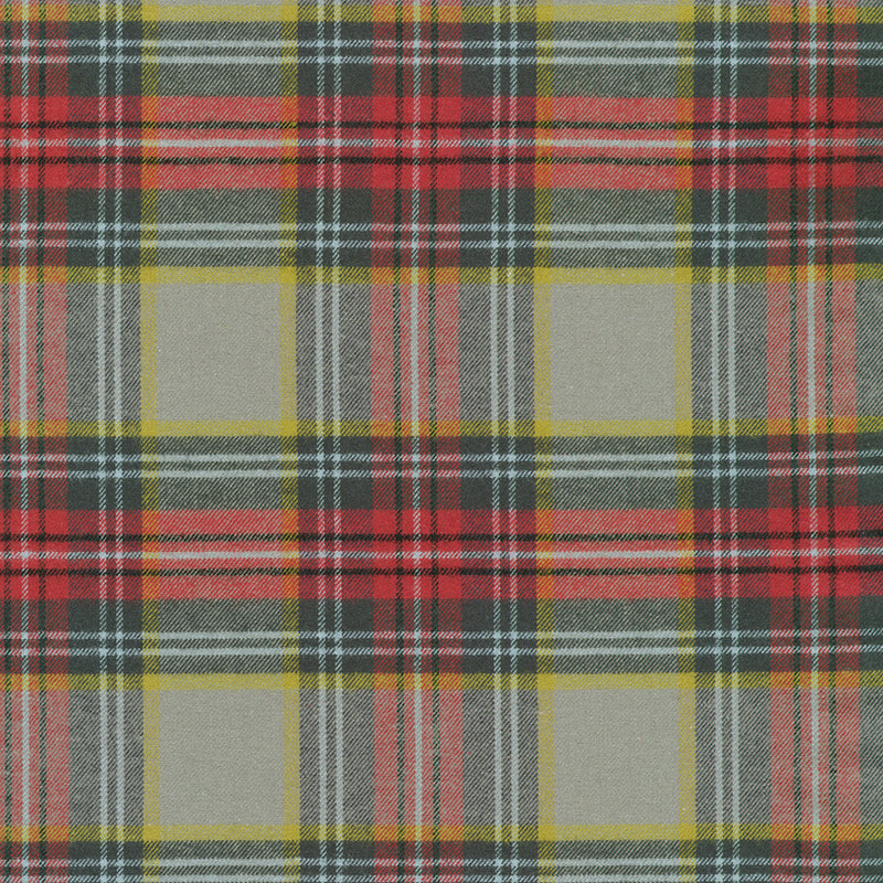 Gold, Gret, and Red plaid fabric