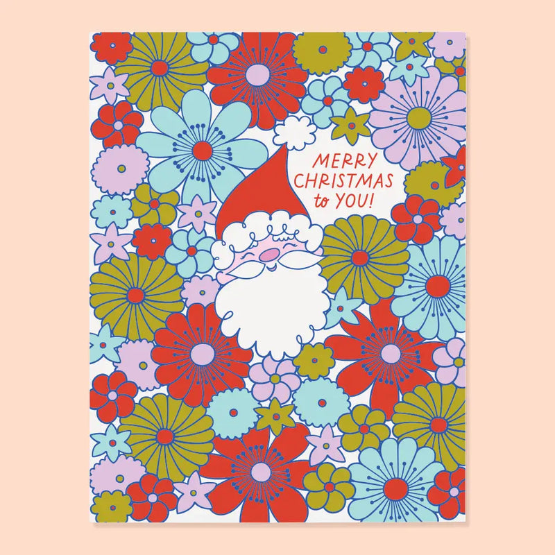 Santa Flowers Card Greeting Cards The Good Twin