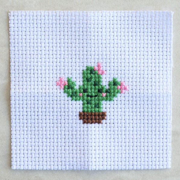Kawaii Cactus Mini Cross Stitch Kit In A Matchbox