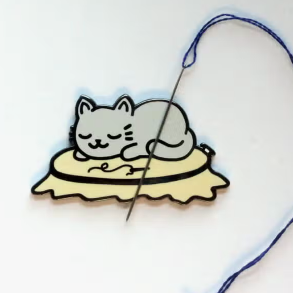 Magnetic Needle Minder - Sleepy Kitty Needlework Snarky Crafter Designs