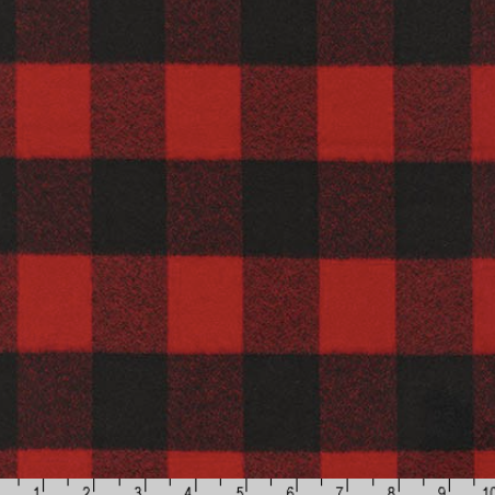 sample image of black and red checkered flannel fabric with three inch checks