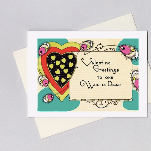 Heart with Feathers - Valentine's Day Greeting Card Greeting Cards Laughing Elephant