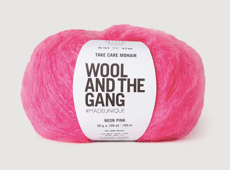 Take Care Mohair Yarn Wool and the Gang Neon Pink