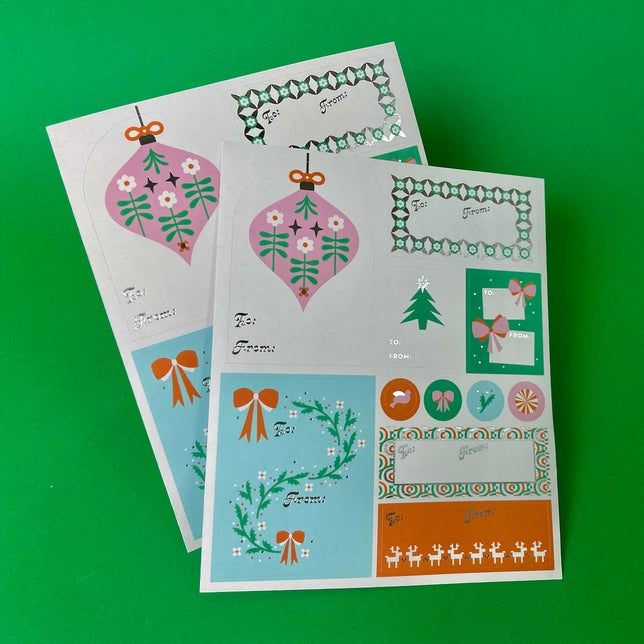 Silver Foil Holiday Gift Tag Sticker Sheet Set Accessories My Darlin'