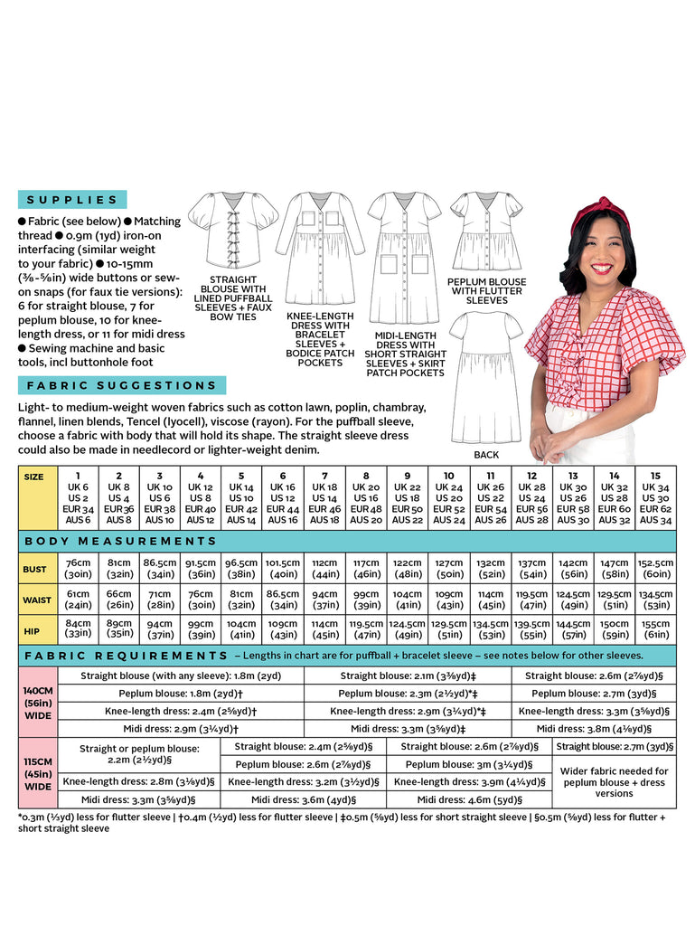 Nell Blouse and Dress Pattern Pattern Tilly and the Buttons