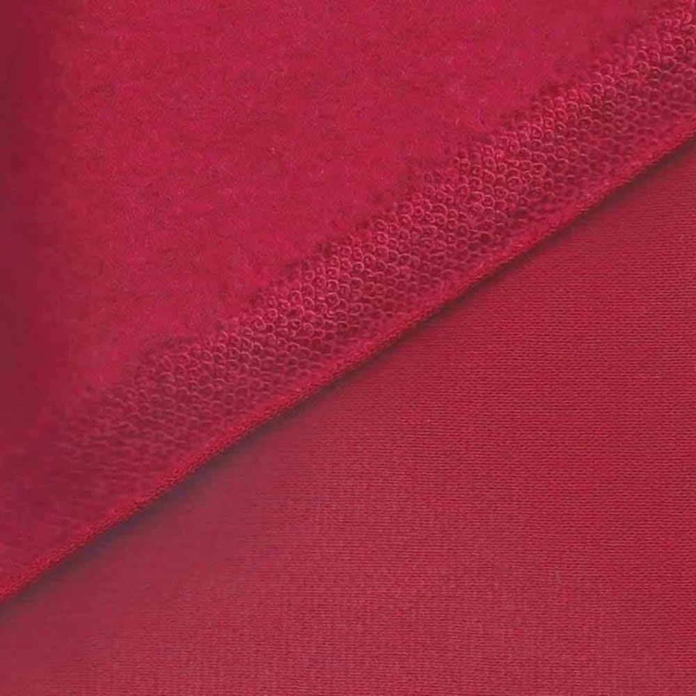 Close up of red fleece fabric