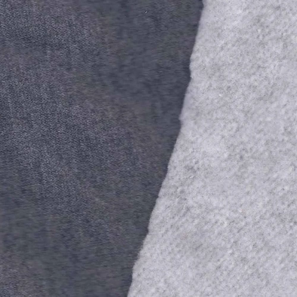 Close up of charcoal fleece fabric