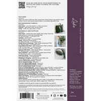 Back of a pattern with text describing features and materials 