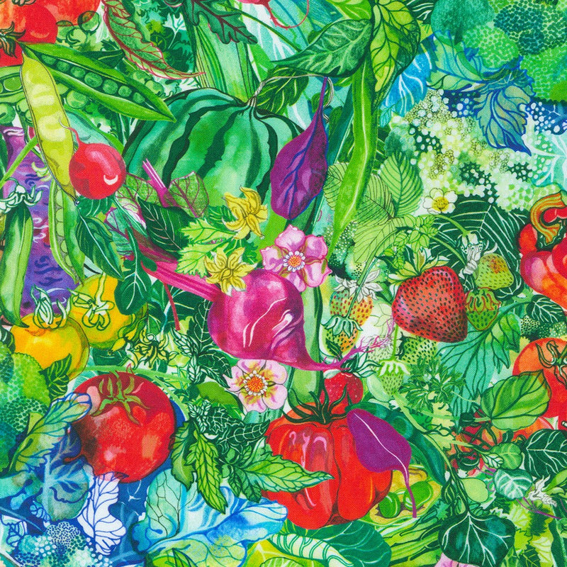 Mix of veggies on a green background