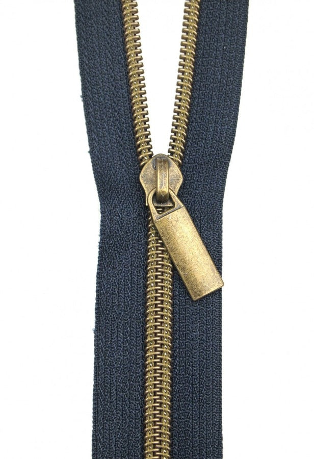 Navy #5 Nylon Coil Zipper: 3 yds with 9 pulls