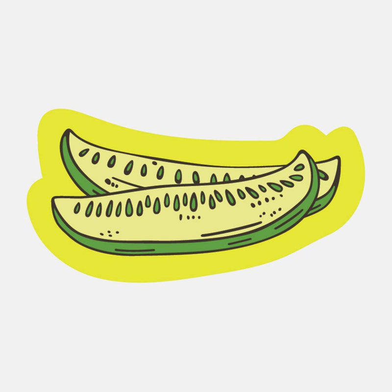 Illustration of sliced pickles on a yellow background