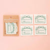 Pack of 'sarah hearts' premium sew-in labels on a pink background