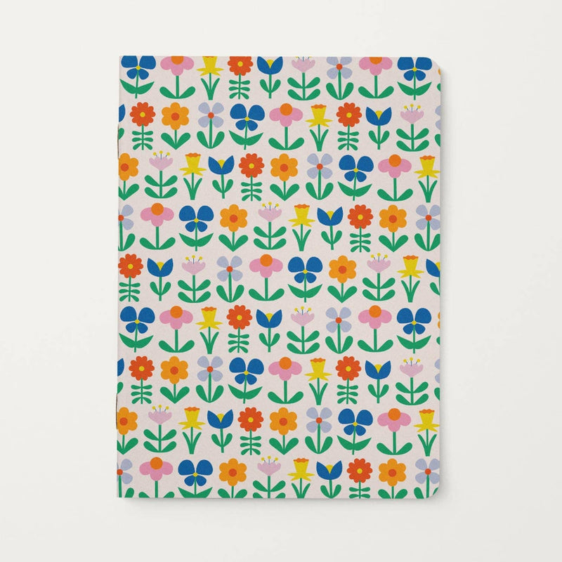 Notebook with a colorful floral pattern on a white background