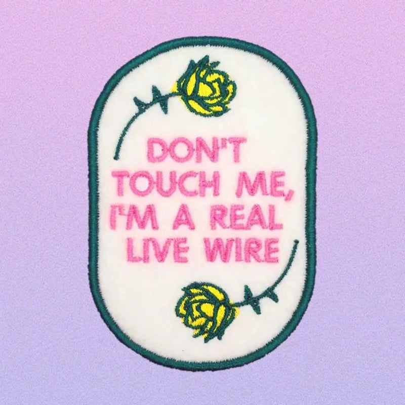 iron on patch featuring a lyricd from "psycho killer"