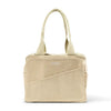 Beige tote bag with 'Soolia' branding on a white background