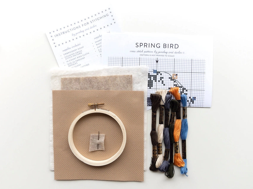 Spring Bird Cross Stitch Kit Needlework Junebug and Darlin