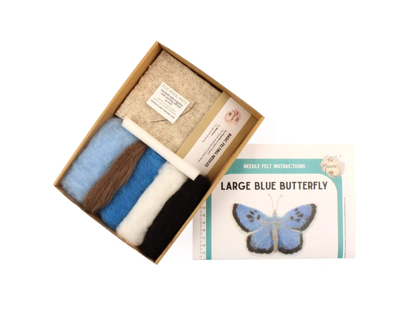 Large Blue Butterfly Needle Felt Kit