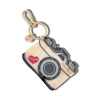 Camera-shaped keychain with 'New York' design on a white background