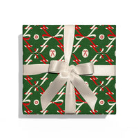 Gift box with festive design and white ribbon on a white background