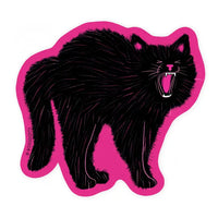 Black cat illustration on a pink background
